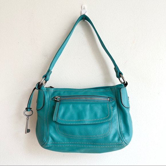 Fossil Handbags - Fossil Teal Leather 90s Vintage Shoulder Bag